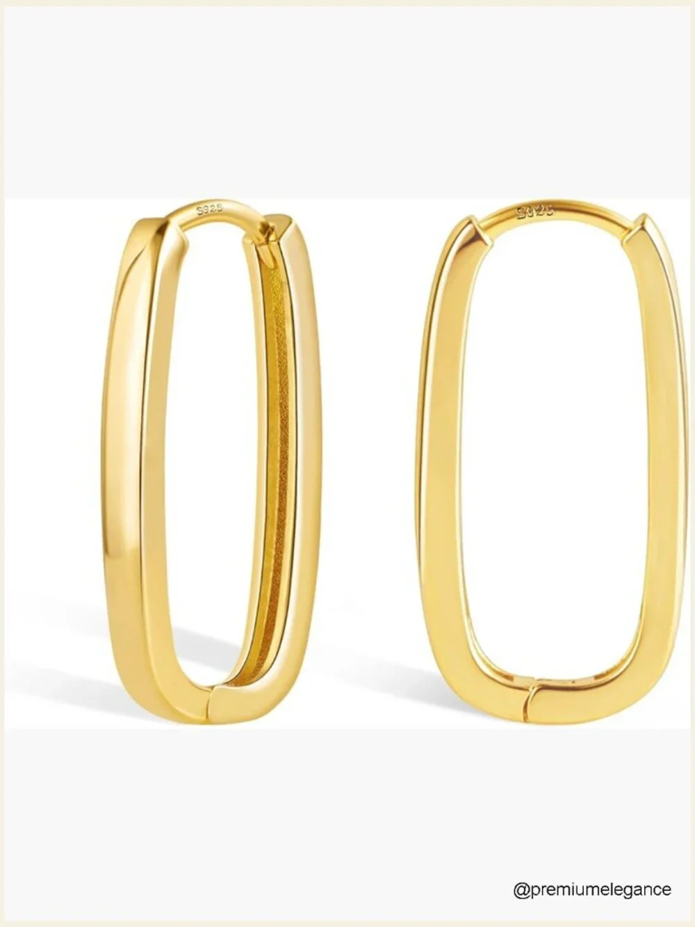 Sterling Silver Rectangle Hoop Earrings - Geometric Hypoallergenic Lever Back